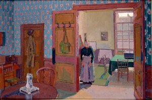 Interiør med fru Mounter, 1916-1917 af Harold Gilman
