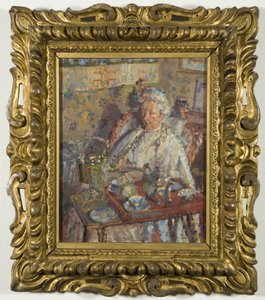 Den gamle dame (olie på lærred) af Harold Gilman