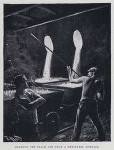 Tegning af den sorte aske fra en roterende ovn (s/h foto) af Harold Hume Piffard