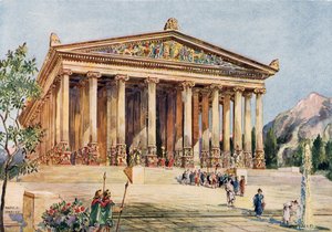 Svævende ioniske facade af den efesiske Dianas tempel