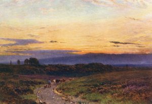 En sommeraften, Milford Common (farvelitografi) af Harold Sutton Palmer