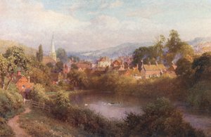 Godalming, en bid af den gamle bydel (farvelitografi) af Harold Sutton Palmer