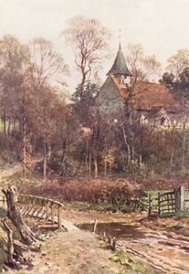 Pyrford Church, nær Woking (farvelitografi) af Harold Sutton Palmer