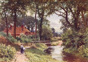The Bourne, Chobham (farvelitografi) af Harold Sutton Palmer
