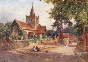 Witley Kirke (farvelitografi) af Harold Sutton Palmer
