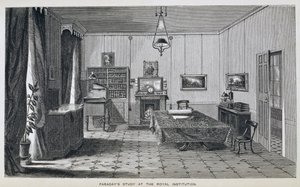 Michael Faradays undersøgelse på anden sal ved The Royal Institution, fra Henry Bence Jones 