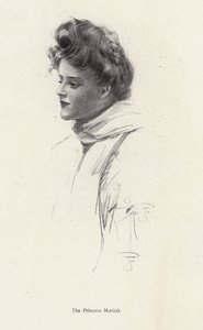 En karakter, grevinde Frina Mavrodin fra romanen, The Princess Moritza, af Percy Brebner (litho)