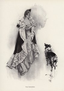En ung kvinde går ud om aftenen og beder sin hund om at adlyde instruktioner (litho) af Harrison Fisher