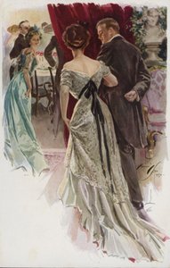 Illustration til When a Man Marries af Mary Roberts Rinehart (farve litho) af Harrison Fisher