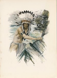 Longfellows sang om Hiawatha (farvelitografi) af Harrison Fisher