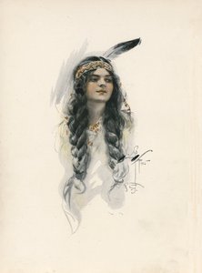 Longfellows sang om Hiawatha (farvelitografi) af Harrison Fisher