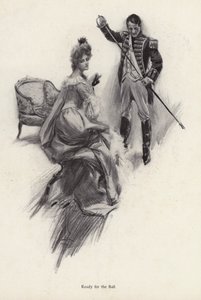 Mand og kvinde, der forbereder sig på en bold (Litho) af Harrison Fisher