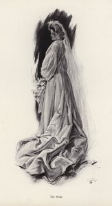 Portræt af en brud (litho) af Harrison Fisher