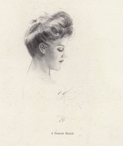 Portræt af en kvinde i profil (litho)