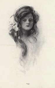 Portræt af en ung pige ved navn Peggy (litho)