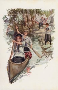 Dengang og nu (farvelitografi) af Harrison Fisher