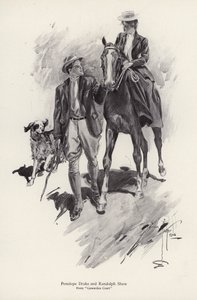 To karakterer, Penelope Drake og Randolph Shaw fra romanen, Cowardice Court, af George Barr McCutcheon (litho)