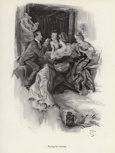 To par spiller kort til en aftenfest (litho) af Harrison Fisher