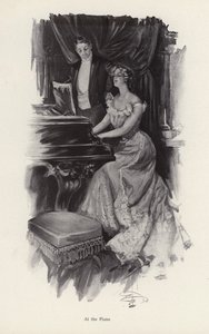 Kvinde synger ved klaveret (litho) af Harrison Fisher