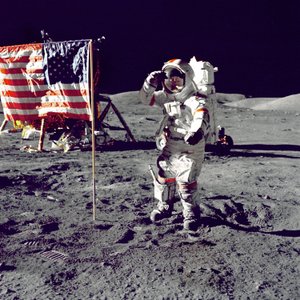 Cernan Jump Salutes Flag, 1972. af Harrison Schmitt