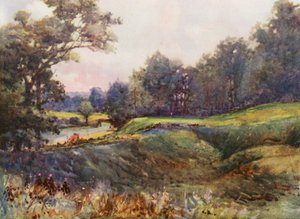 Golfbaner: Cassiobury Park, det nye attende hul (farvelitografi)