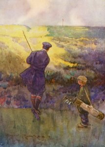 Golfbaner: Deal, spiller på "Sandy Parlour" (farvelitografi)
