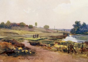 Golfbaner: Handsworth, første tee (farvelitografi)