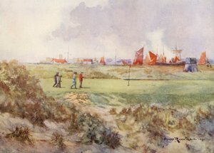 Golfbaner: Rye, den femtende green (farvelitografi)