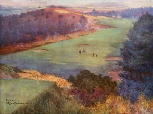 Golfbaner: Sunningdale, tiende hul (farvelitografi)