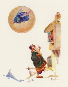 Dragen i månen (farve litho)