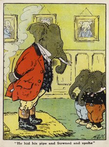 "Han gemte sin pibe og rynkede panden og talte" (farve litho)