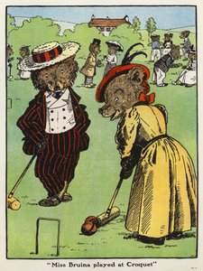 "Miss Bruina spillede på Croquet" (farve litho)