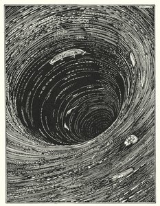 Edgar Allan Poe: Nedstigning i malstrømmen (litografi) af Harry Clarke