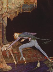 Edgar Allan Poe: Han skreg én gang, kun én gang (farvelitografi) af Harry Clarke