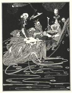 Edgar Allan Poe: Kong Pest (litografi) af Harry Clarke