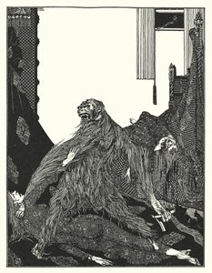 Edgar Allan Poe: Mordene i Rue Morgue (litografi) af Harry Clarke