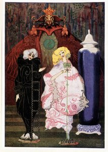 Har du virkelig mod på at gå ud i den vide verden med mig? : Hyrdinde og skorstensfejer - i "" Eventyr"" af HC Andersen, ill. af Harry Clarke af Harry Clarke