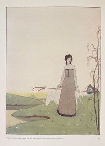 "Hun går - min glædes dame - en hyrdinde af får." Illustration til hyrdinden af Alice Meynell. af Harry Clarke