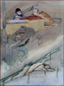 The Fall of the House of Usher, 1923 (blyant og wc) af Harry Clarke