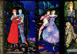 Genève-vinduet, der forestiller The Playboy of the Western World af J.M. Synge, The Dreamers af Seamus OSullivan og The Demi Gods af James Stephens, 1929