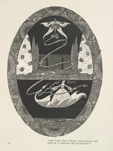 Tommelise Hun tog sit bælt og bandt den ene ende om sommerfuglen. af Harry Clarke