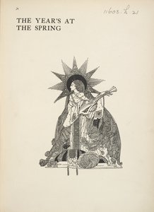 Unavngivet illustration. En kvinde, der spiller et musikinstrument. af Harry Clarke