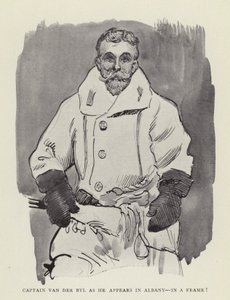 Kaptajn Van der Byl, som han dukker op i Albany, i en ramme! af Harry Furniss