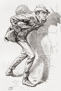 Dolge Orlick. Illustration af Harry Furniss til Charles Dickens-romanen Great Expectations, fra The Testimonial Edition udgivet 1910.