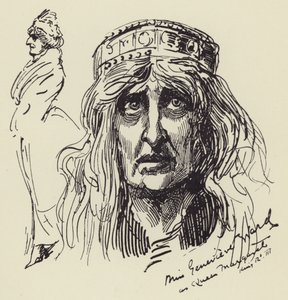 Frøken Genevieve Ward som dronning Margaret af Harry Furniss