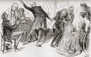 Mr. Micawber opnår Heeps undergang. "Den triumferende opblomstring, hvormed hr. Micawber afleverede ordene, havde en stærk virkning til at alarmere moderen, som råbte i megen agitation: "Ury! Ury! Vær 