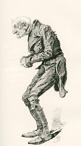Gamle Chuffey. Illustration af Harry Furniss til Charles Dickens-romanen Martin Chuzzlewit, fra The Testimonial Edition, udgivet 1910. af Harry Furniss