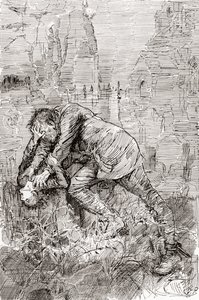Pips kamp med den undslupne straffefange. " af Harry Furniss