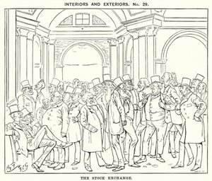 Punch tegneserie: The Stock Exchange (gravering) af Harry Furniss