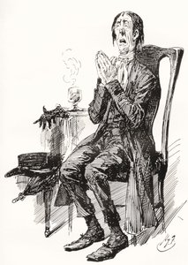 Stiggins. Illustration af Harry Furniss for Charles Dickens -romanen The Pickwick Papers, fra den vidnesbyrd, udgivet 1910. af Harry Furniss